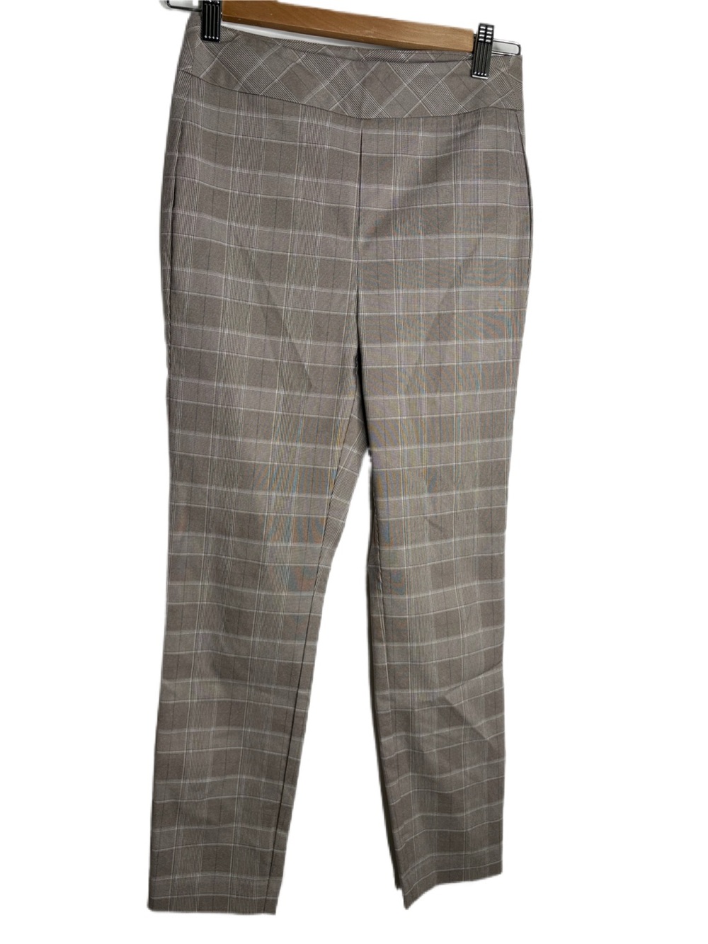 RW&CO Women's Skinny Plaid Pants in Gray and Brown XS
